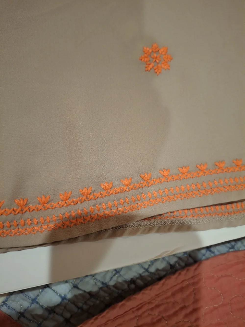 Esley Taupe Dress with Bright Embroidered Accents